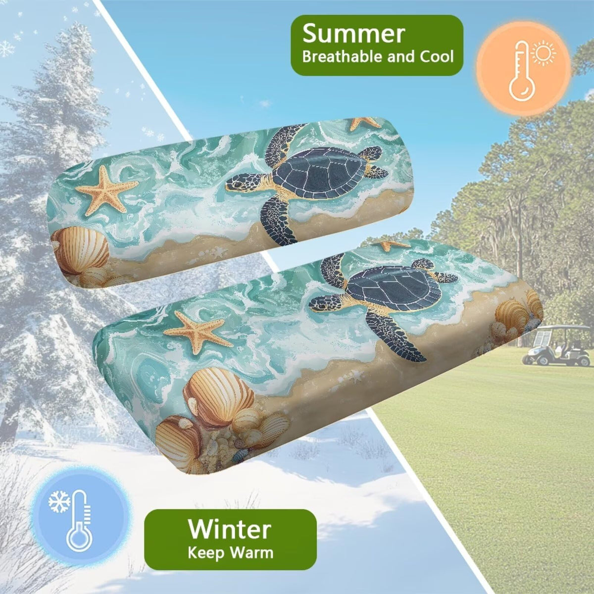 Rarucativ Beach Turtle stylish patterns enhance your golf cart appearance.