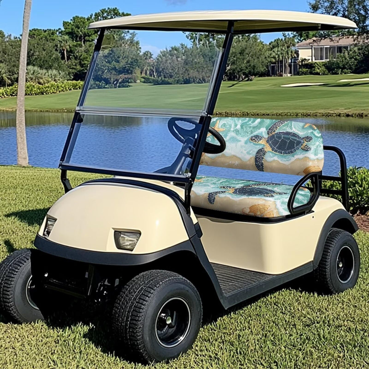 Rarucativ Beach Turtle seat cover universal fit works with EZGO Club Car.