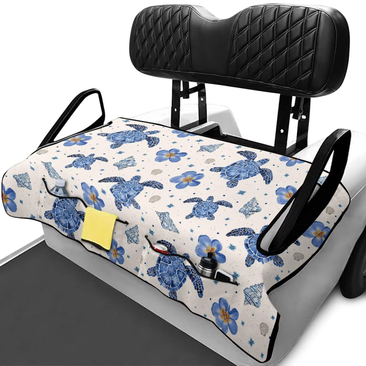 Rarucativ Sea Turtle blanket folded over a seat adds soft warmth.