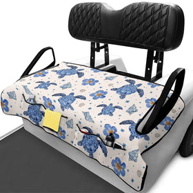 Rarucativ Sea Turtle blanket folded over a seat adds soft warmth.