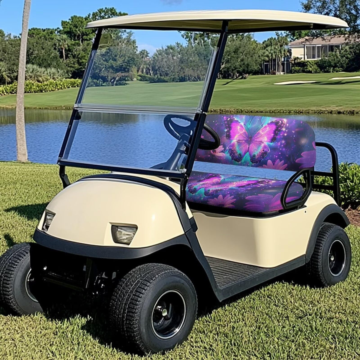 Rarucativ butterfly purple seat cover with non-slip texture to prevent shifting