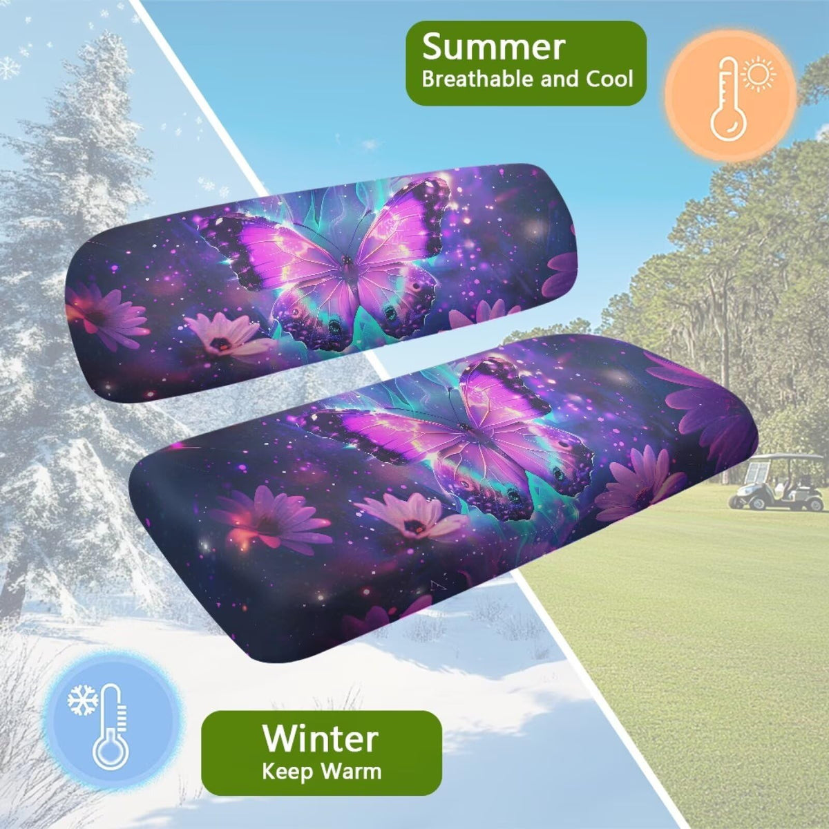 Rarucativ butterfly purple seat cover with stylish patterns to upgrade look