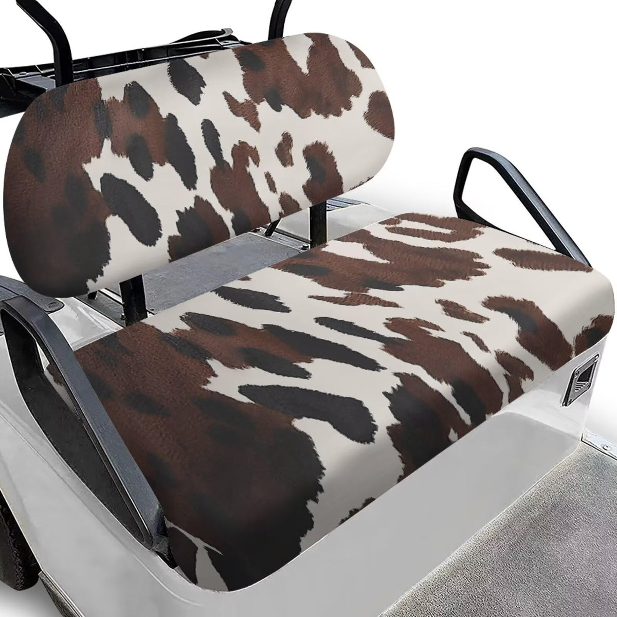 Rarucativ cow print front seat cover set protects and styles golf cart seats