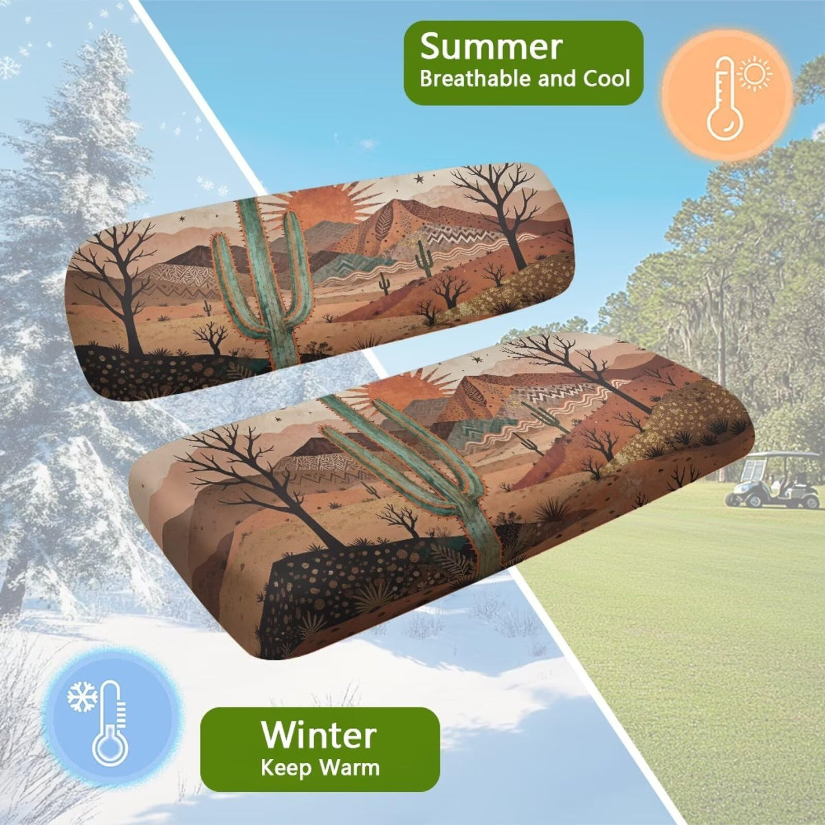 Rarucativ Desert Cactus universal fit works with most 2-seat golf carts.