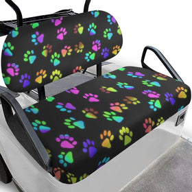 Rarucativ dog paw print seat cover for EZGO TXT protects seats with a cozy, durable feel.
