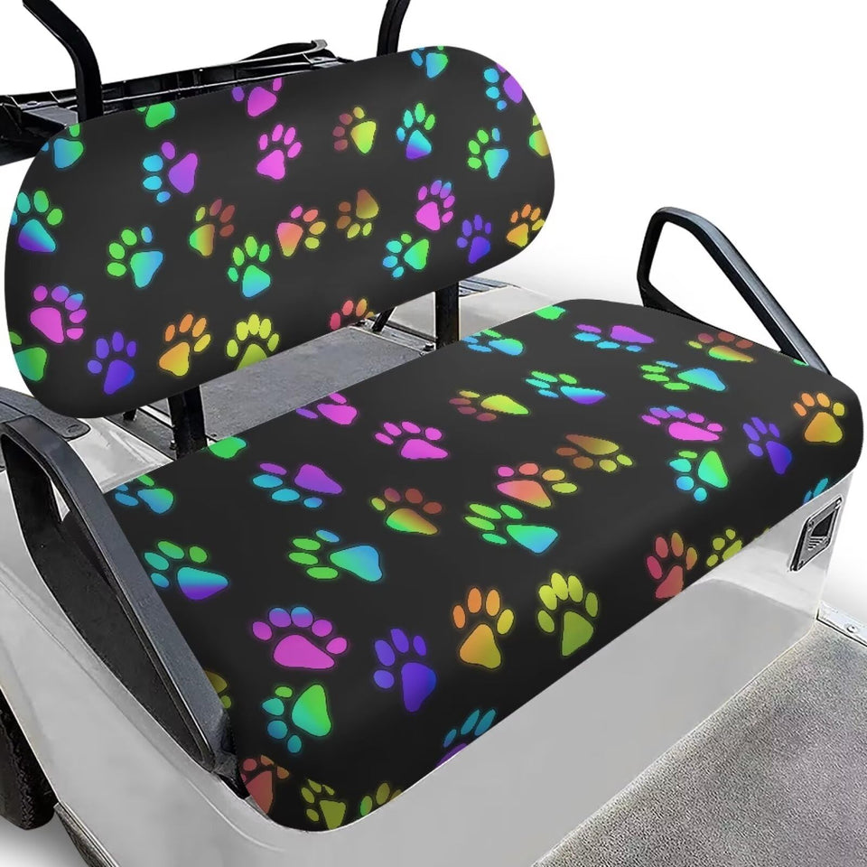 Rarucativ dog paw print seat cover for EZGO TXT protects seats with a cozy, durable feel.