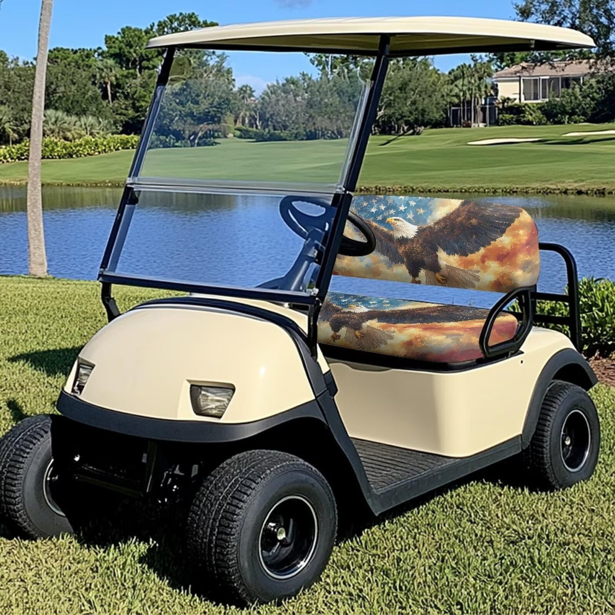 Rarucativ Eagle elastic-back and bottom seat cover demonstrates quick, tool-free installation.