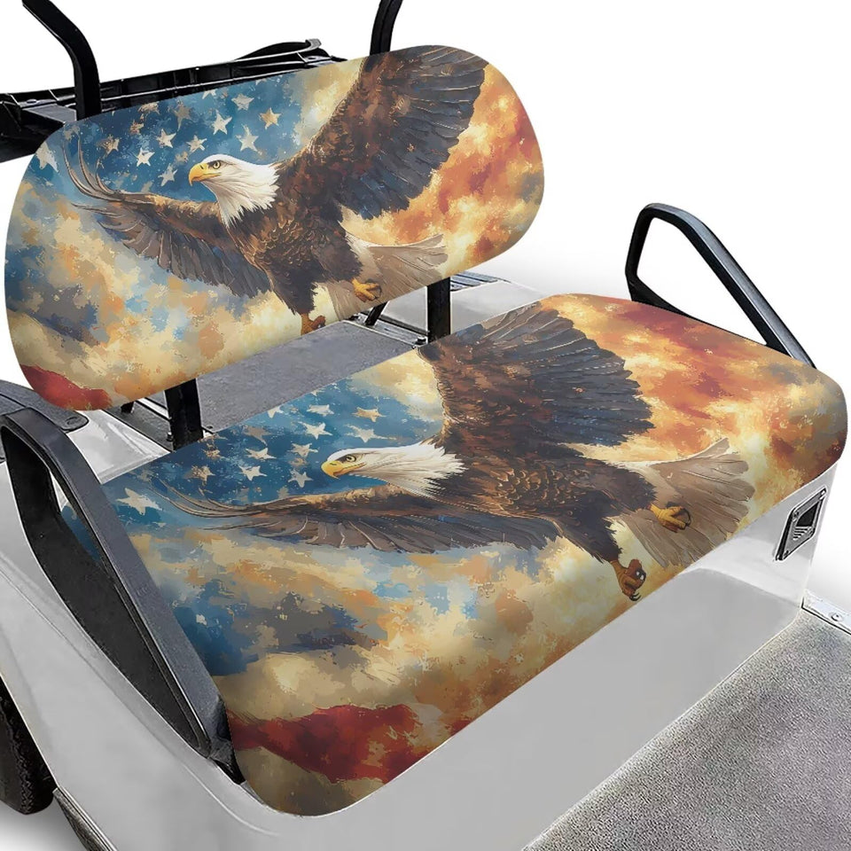 Rarucativ Eagle front seat cover protects golf cart seats from stains and wear.