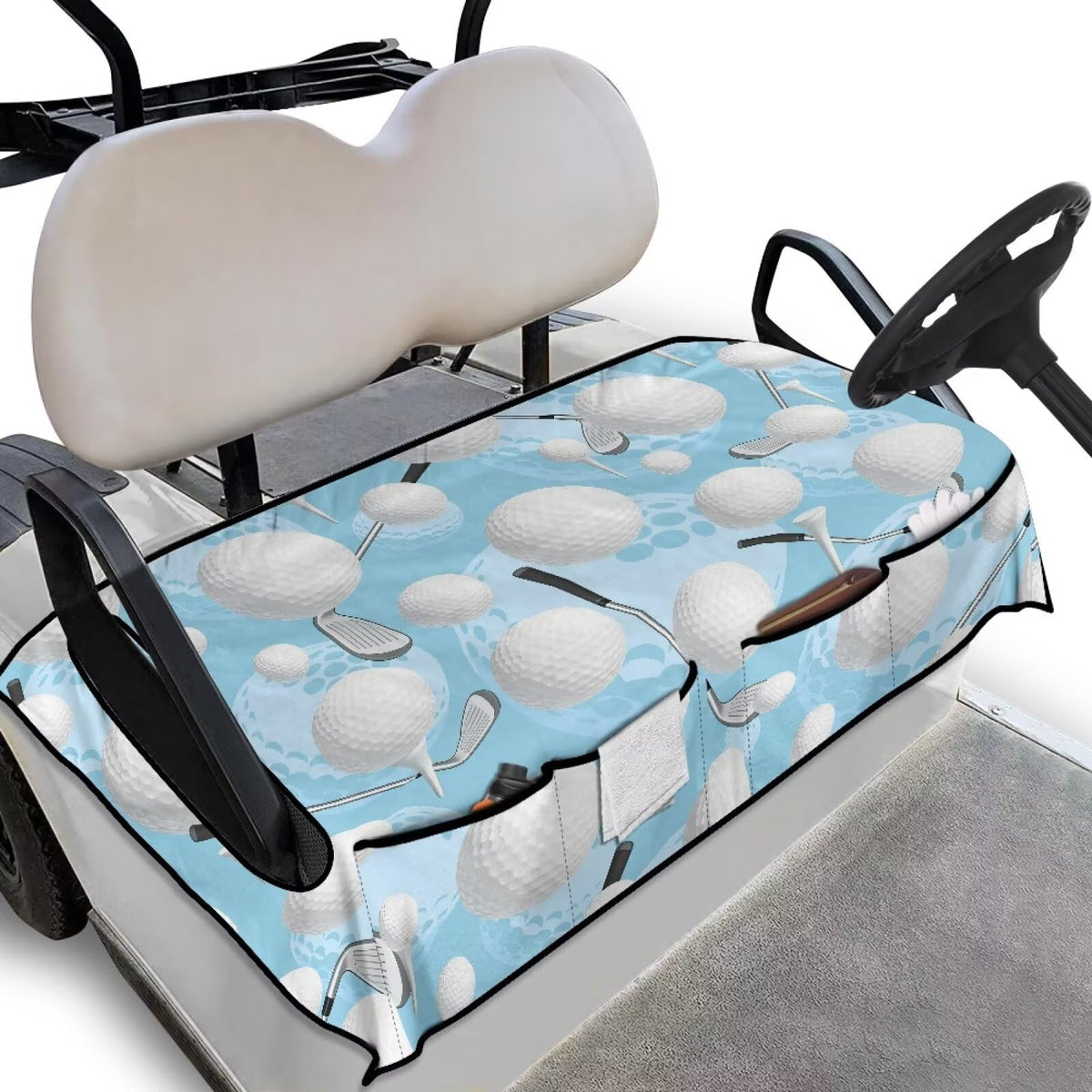 Rarucativ golf cart seat cover in blue front seat protects from wear