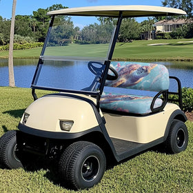 Full-coverage design protects two-person golf cart seat upholstery