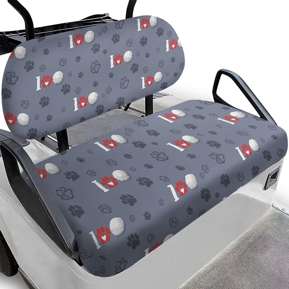 Rarucativ gray golf cart seat cover provides universal protection against stains and wear.