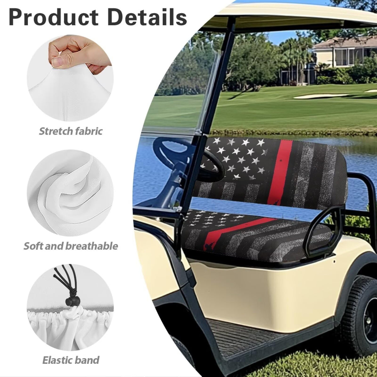Rarucativ golf cart seat cover non-slip texture prevents shifting during rides.