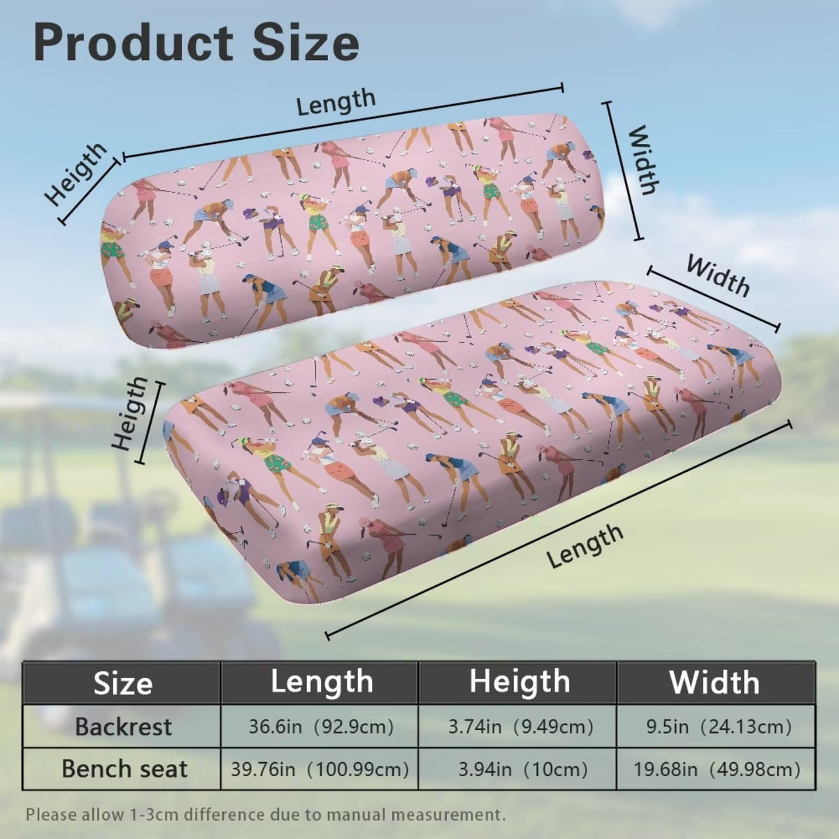 Rarucativ pink pattern option adds stylish flair to your golf cart.
