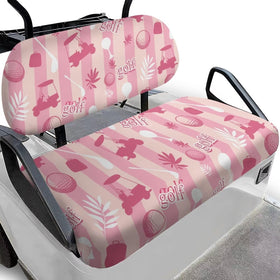 Rarucativ golf cart seat covers installed on a two-seat cart for protection and quick setup