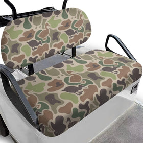 Rarucativ Green Duck Camo golf cart seat cover front view enhances seat protection.
