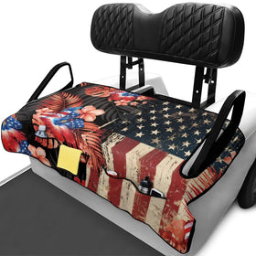 Rarucativ hibiscus golf cart blanket draped over a seat