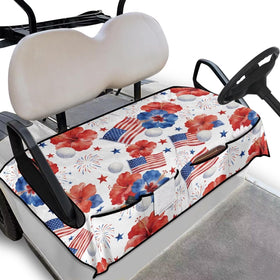 Rarucativ hibiscus golf seat cover showing soft towel fabric and secure fit