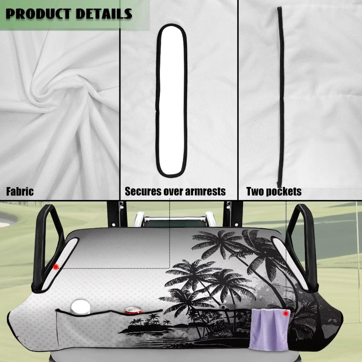Rarucativ patterned seat cover adds style to your cart.