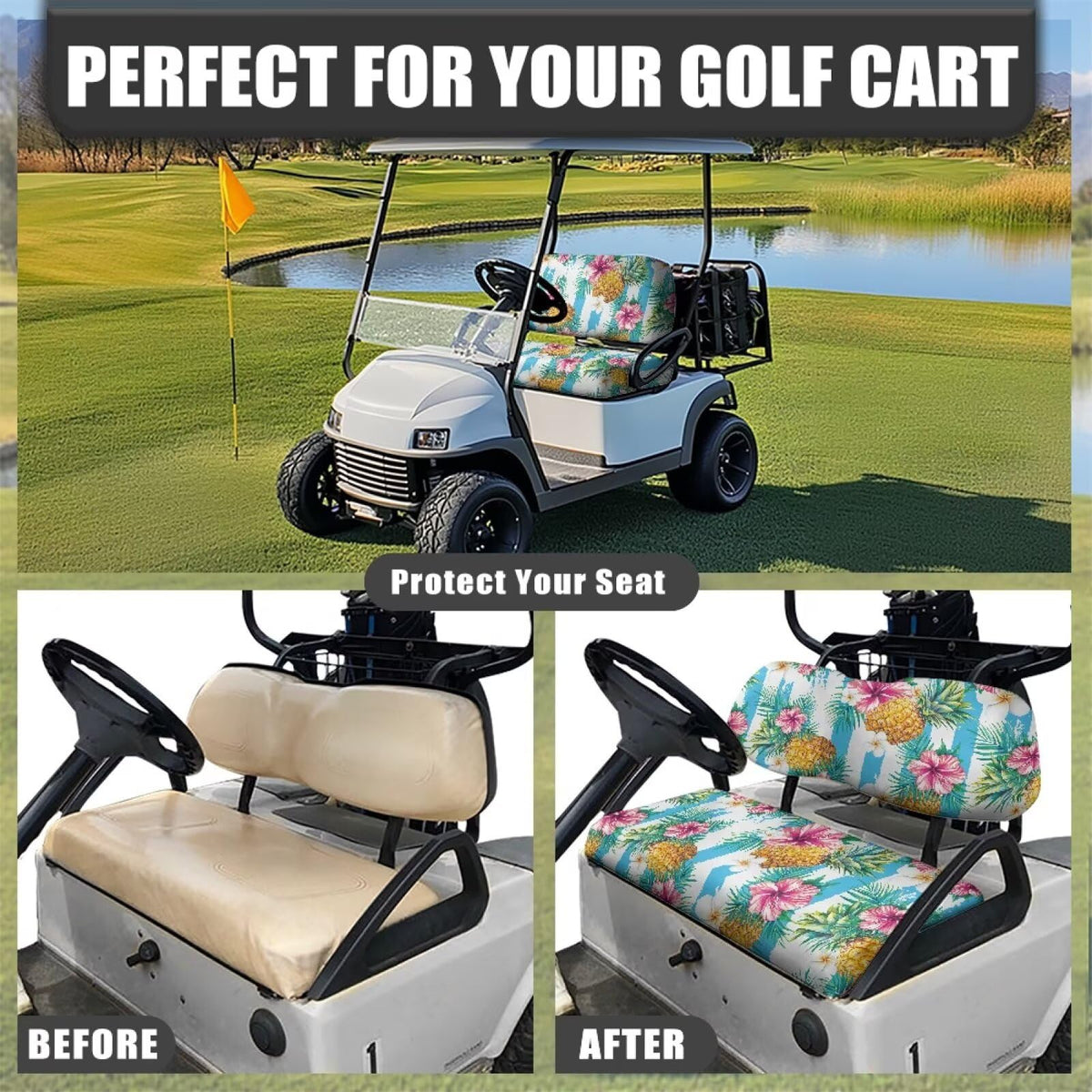 Rarucativ Pineapple Flower full-coverage design protects seats from stains and wear.