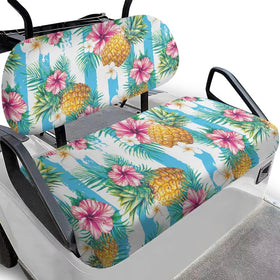 Rarucativ Pineapple Flower golf cart seat cover closeup with non-slip texture and durable fabric.