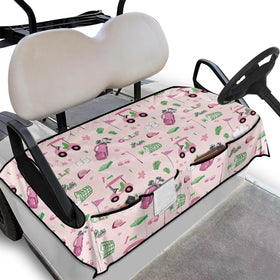 Rarucativ pink seat cover with front pockets for added convenience