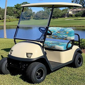 Rarucativ sea turtle bottom blue cushion adds comfort and spill protection.