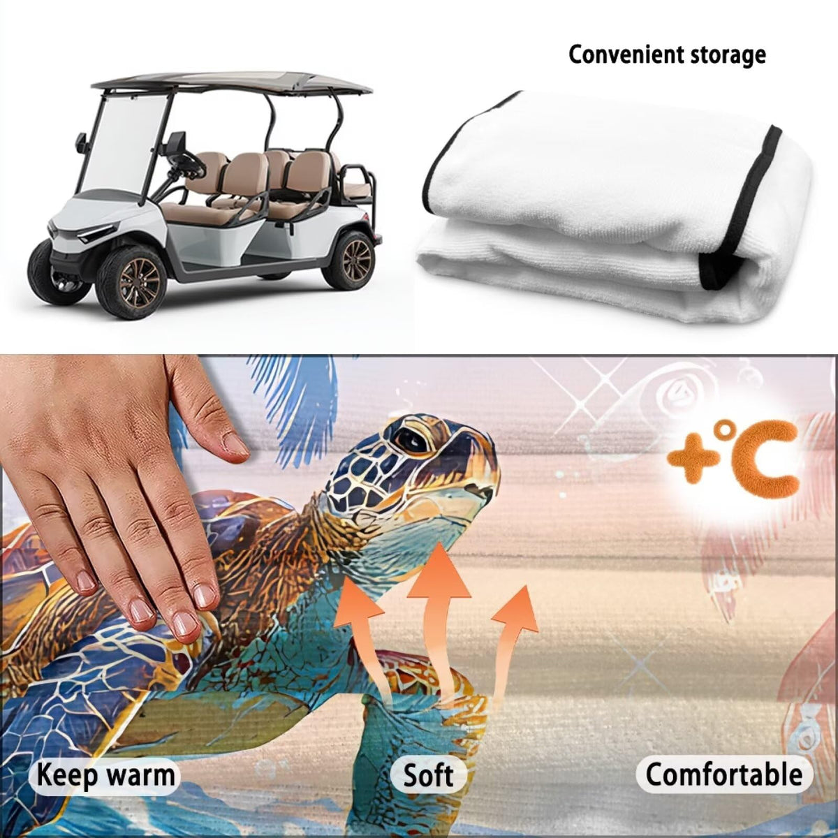 Rarucativ seat cover durable material withstands outdoor conditions.