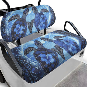 Rarucativ Turtle Flower seat cover front view with non-slip grip on a golf cart