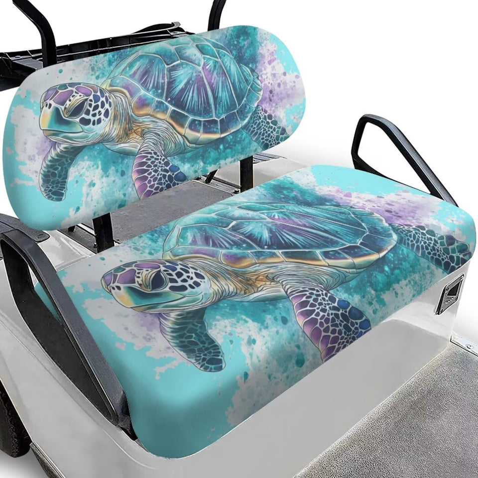 Rarucativ turtle-print golf cart seat cover adds durable protection and style.