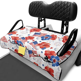 Rarucativ USA flag blanket draped over golf cart seat for patriotic style