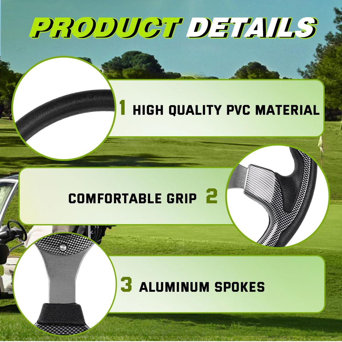RASTP wheel compatible with EZGO RXV and TXT with durable PVC and aluminum build