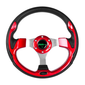 RASTP 12.5-inch red steering wheel close-up showing comfortable grip