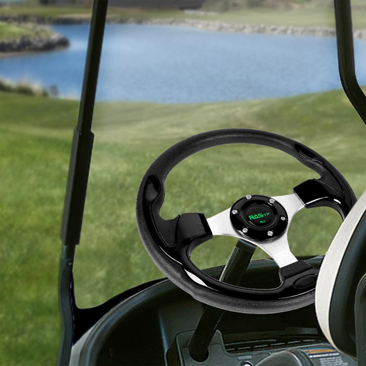RASTP steering wheel features a decorative horn button for stylish interior upgrades
