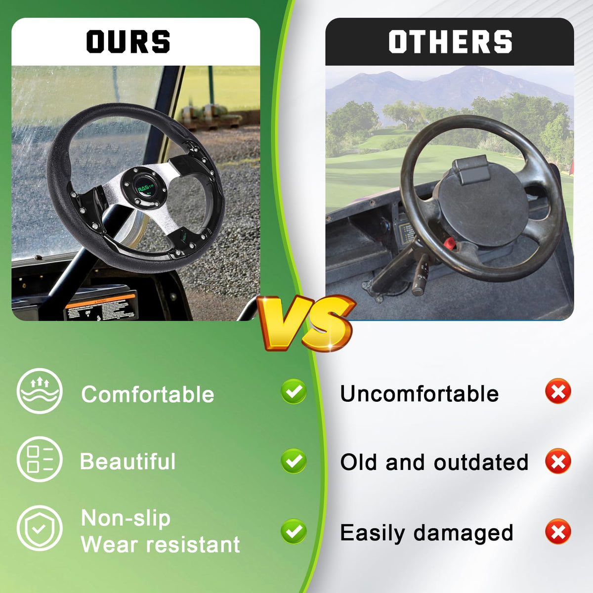 RASTP compatibility with Club Car DS/Precedent, EZGO, and Yamaha carts.
