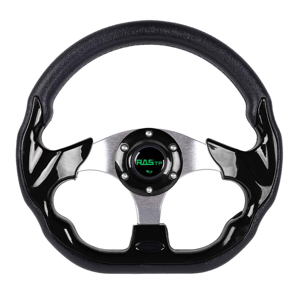 RASTP D Shape 12.6-inch steering wheel with ergonomic grip for EZGO carts.