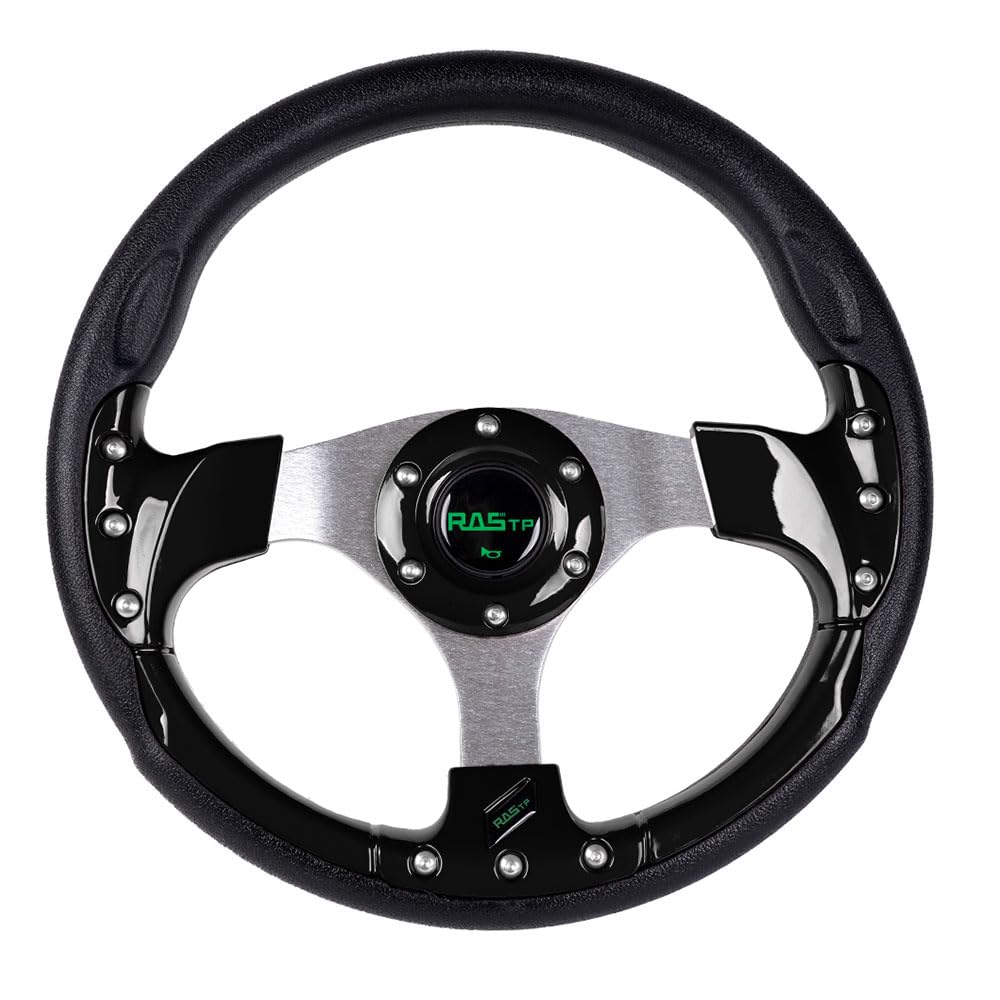 RASTP 12.6-inch black steering wheel for Club Car DS/Precedent and EZGO Yamaha carts.