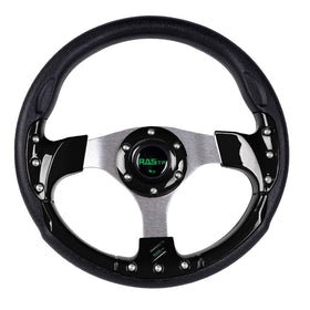 RASTP 12.6-inch black steering wheel for Club Car DS/Precedent and EZGO Yamaha carts.