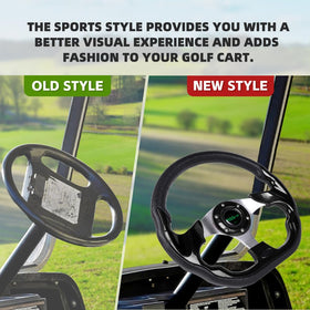 RASTP steering wheel installed on a cart for an upgrade demonstration.
