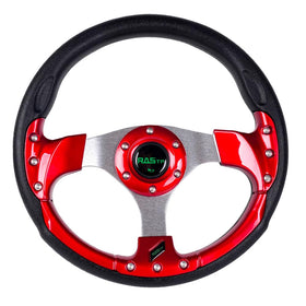 RASTP 12.6-inch red steering wheel for golf carts, improved grip and control.