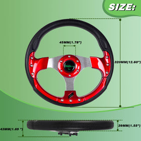 RASTP aluminum-framed red steering wheel for long-lasting performance.