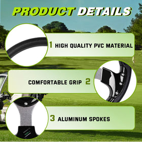 RASTP aluminum-frame steering wheel with vinyl-leather wrap for durability and comfort.