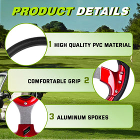 RASTP Club Car DS red steering wheel with durable aluminum frame.