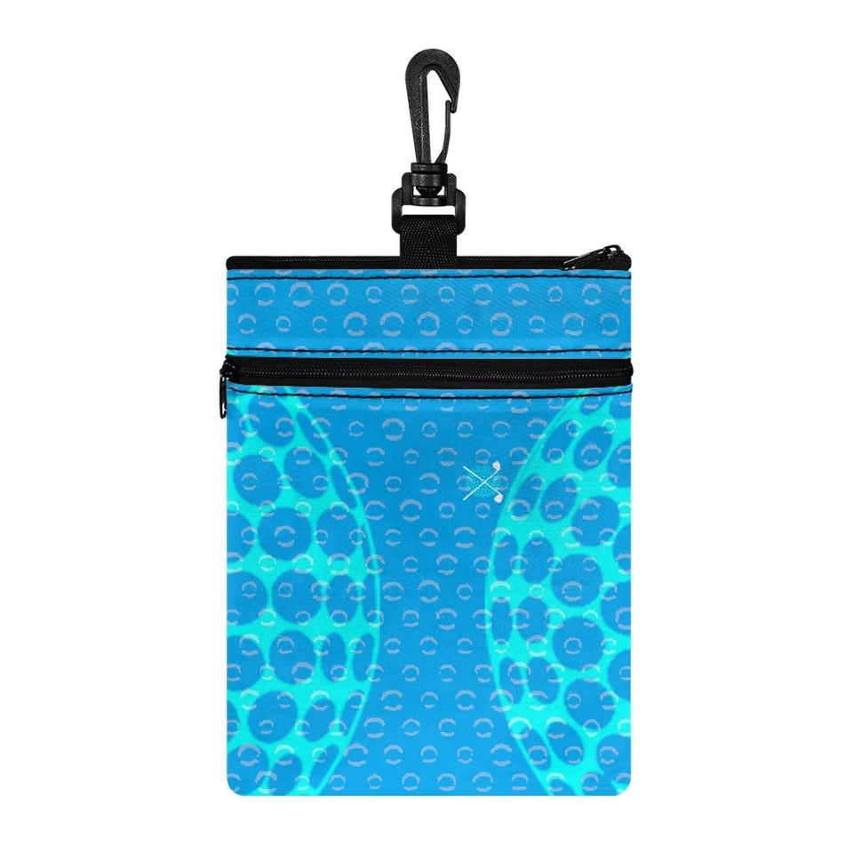Rchsomd blue golf ball theme print bag with two pockets for gear.