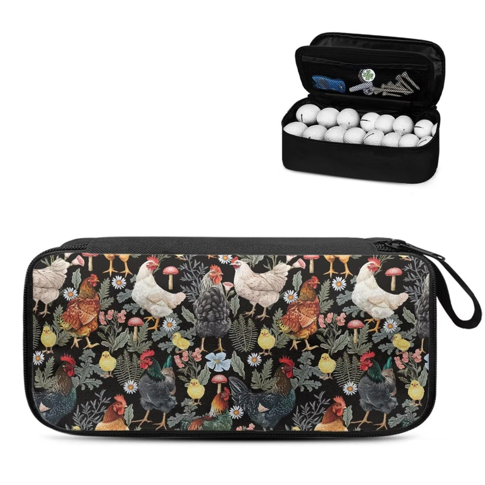 Rchsomd chicken flower mushroom print golf valuables pouch protects essentials on the course