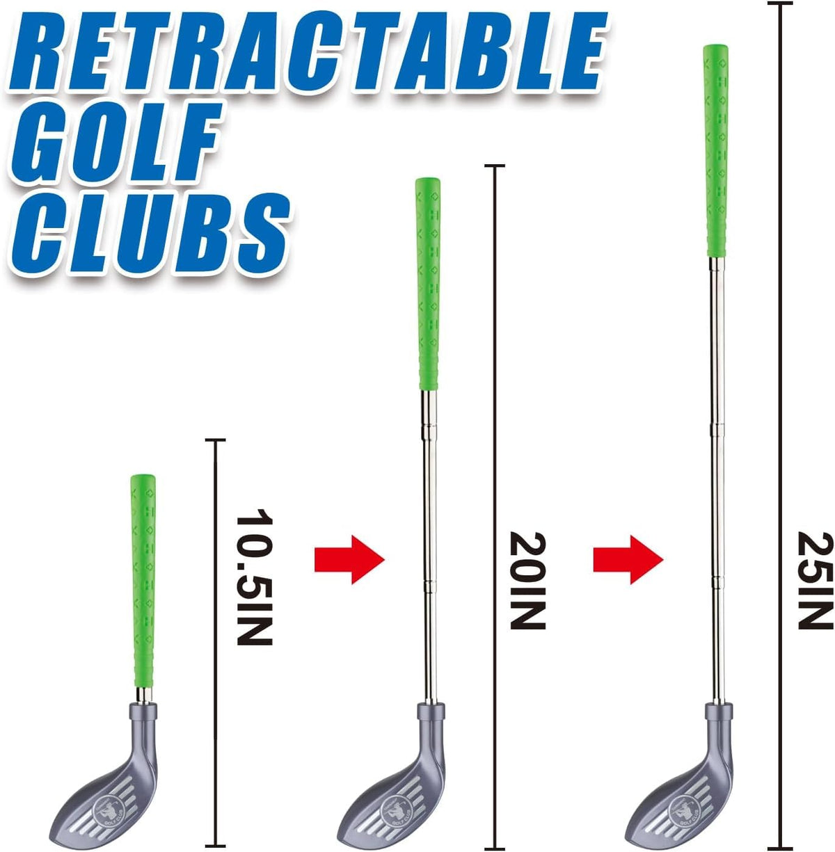RCROKS toddler golf clubs with upgraded grooved shaft for stable swings.