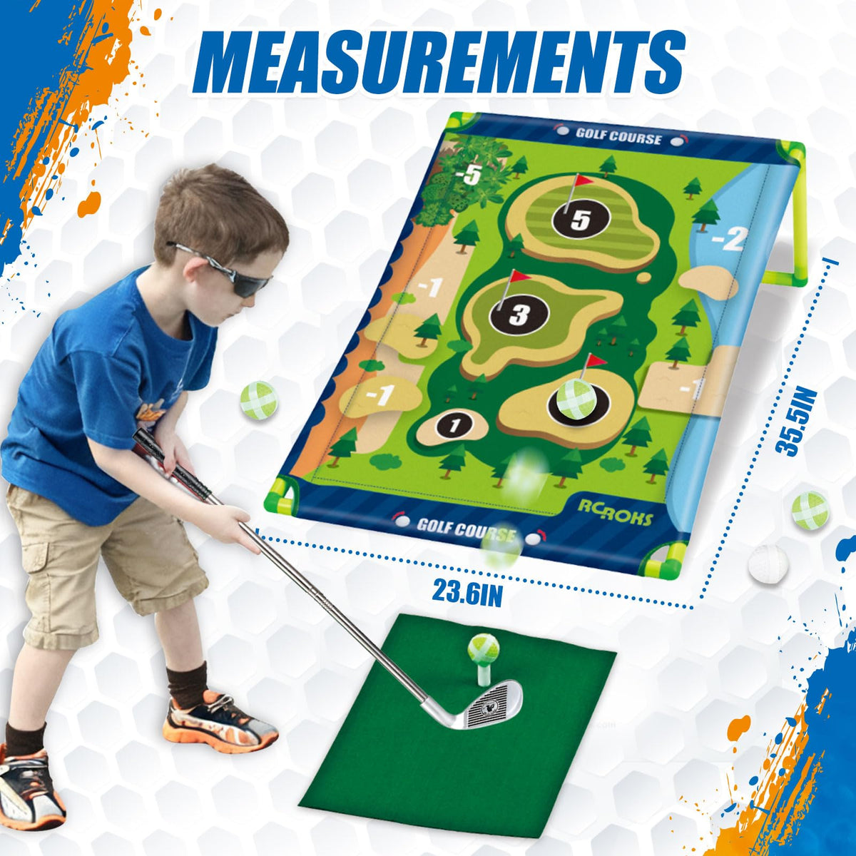 RCROKS Velcro golf set showing hitting mat and compact design.