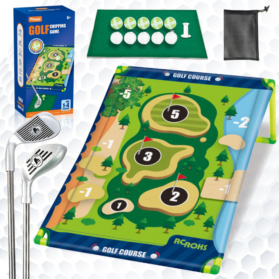 RCROKS Velcro golf set with target mat for indoor and outdoor practice.