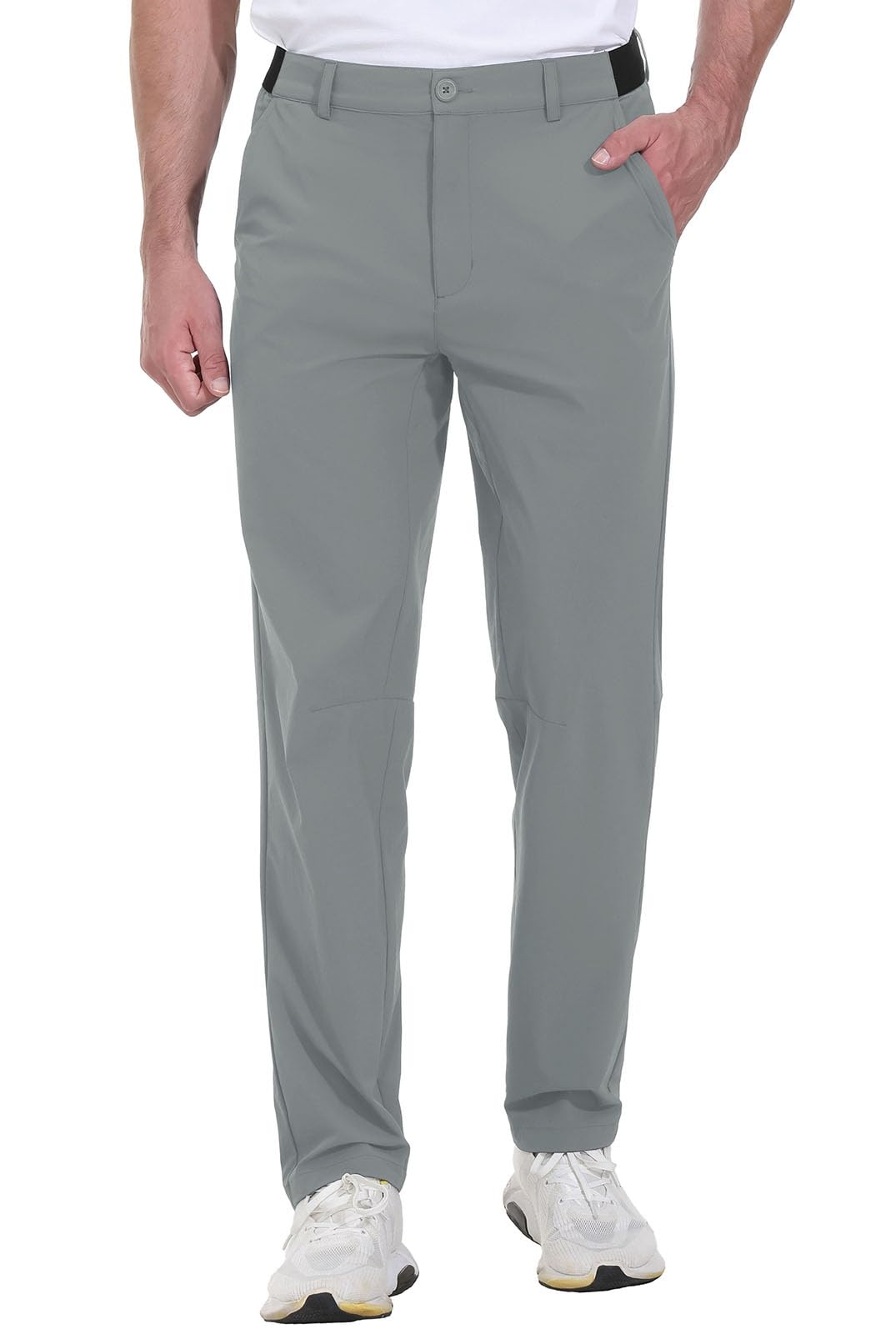 Rdruko golf pants front pocket close-up showing convenient storage for essentials.
