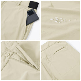Khaki Rdruko golf pants shown in front view for versatile wear.