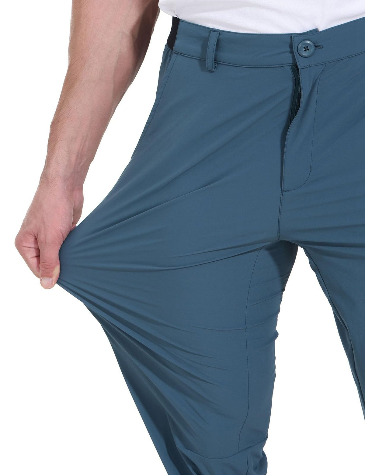 Rdruko golf pants with zip fly and button closure for easy wearing during daily activities.